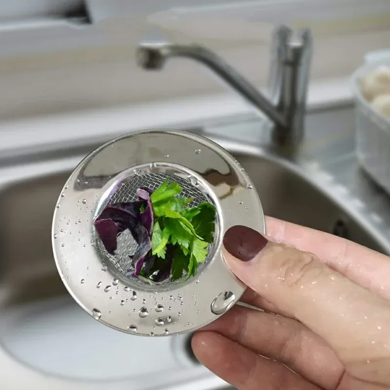 Casa si Gradina - Sanitare - Chiuveta bucatarie si accesorii - Chiuvete bucatarie - Sita de scurgere din otel pentru infundarea chiuvetei, diametru 7.5 cm, Gonga® Argintiu - Infinity.ro