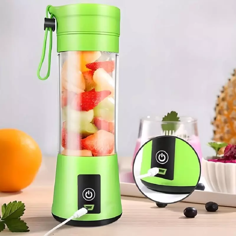 Electronice si Electrocasnice - Electrocasnice bucatarie - Mixere, tocatoare & roboti de bucatarie - Blendere si mini tocatoare - Blender, juicer, portabil, 350 ml, cu incarcare usb, Gonga® Verde - Infinity.ro