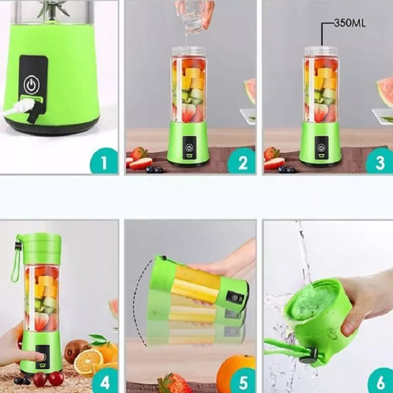 Electronice si Electrocasnice - Electrocasnice bucatarie - Mixere, tocatoare & roboti de bucatarie - Blendere si mini tocatoare - Blender, juicer, portabil, 350 ml, cu incarcare usb, Gonga® Verde - Infinity.ro