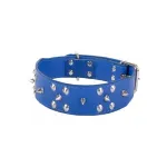 Petshop - Accesorii petshop - Zgarzi, lese si hamuri - Zgarzi - Zgarda pentru caini, eco-piele cu tinte, reglabila, 62x3.5cm, XL, Gonga® Albastru - Infinity.ro