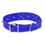Petshop - Accesorii petshop - Zgarzi, lese si hamuri - Zgarzi - Zgarda pentru caini, eco-piele cu tinte, reglabila, 62x3.5cm, XL, Gonga® Albastru - Infinity.ro