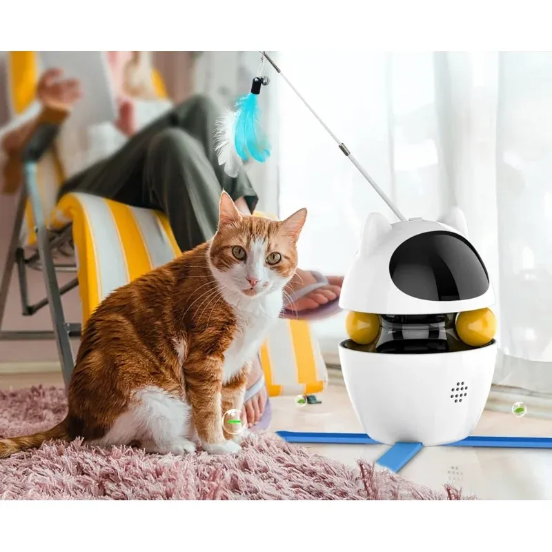Petshop - Accesorii petshop - Jucarii animale - Jucarii interactive animale - Jucarie interactiva 3 in 1 cu laser pentru pisici Rojeco, 3 moduri de joaca, Autonomie 5 ore, Gonga® Alb - Infinity.ro