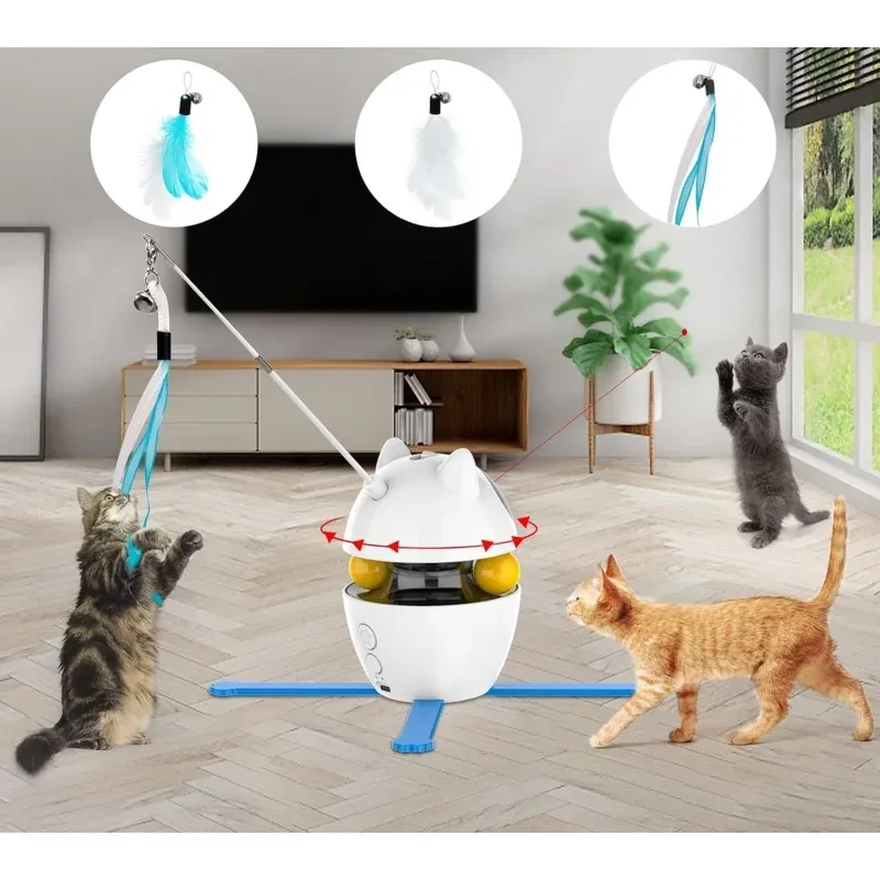Petshop - Accesorii petshop - Jucarii animale - Jucarii interactive animale - Jucarie interactiva 3 in 1 cu laser pentru pisici Rojeco, 3 moduri de joaca, Autonomie 5 ore, Gonga® Alb - Infinity.ro