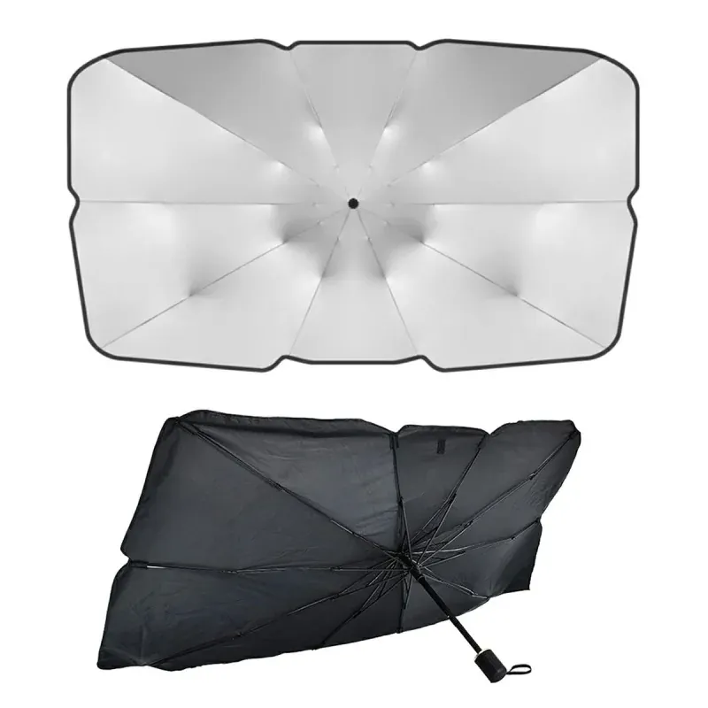 Auto si Moto - Piese auto si accesorii - Interior auto - Accesorii interior - Parasolar auto tip umbrela, protejeaza impotriva radiatiilor solare, universal, 130x75 cm, Gonga® Negru - Infinity.ro