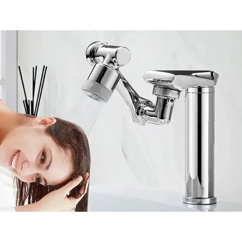 Casa si Gradina - Sanitare - Lavoar baie si accesorii - Accesorii baterii sanitare - Extensie robinet rotativa, adaptor baterie, universal, rotatie de 1080 °, functie de economisire a apei, Gonga® Argintiu - Infinity.ro