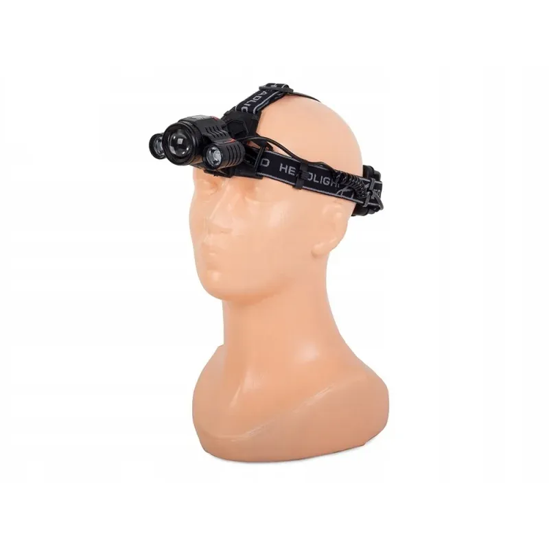 Casa si Gradina - Corpuri si surse de iluminat - Iluminat exterior - Lanterne - Lanterna pentru cap, 3 leduri, 3800 lumeni, acumulatori, Gonga® Negru - Infinity.ro