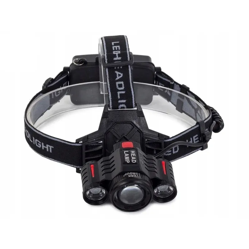 Casa si Gradina - Corpuri si surse de iluminat - Iluminat exterior - Lanterne - Lanterna pentru cap, 3 leduri, 3800 lumeni, acumulatori, Gonga® Negru - Infinity.ro