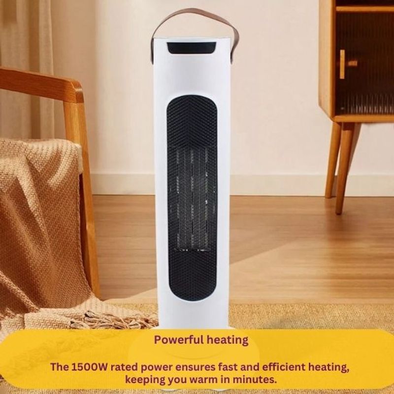 Electronice si Electrocasnice - Climatizare si sisteme de incalzire - Aparate racire aer - Ventilatoare - Ventilator Turn cu Telecomanda, Afisaj LCD, Control de la Distanta, 6 - 26°C, 3 Trepte Incalzire, 1500W, 54 cm, Alb - Infinity.ro