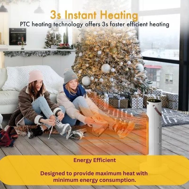 Electronice si Electrocasnice - Climatizare si sisteme de incalzire - Aparate racire aer - Ventilatoare - Ventilator Turn cu Telecomanda, Afisaj LCD, Control de la Distanta, 6 - 26°C, 3 Trepte Incalzire, 1500W, 54 cm, Alb - Infinity.ro