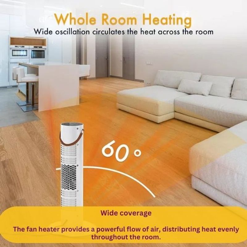 Electronice si Electrocasnice - Climatizare si sisteme de incalzire - Aparate racire aer - Ventilatoare - Ventilator Turn cu Telecomanda, Afisaj LCD, Control de la Distanta, 6 - 26°C, 3 Trepte Incalzire, 1500W, 54 cm, Alb - Infinity.ro