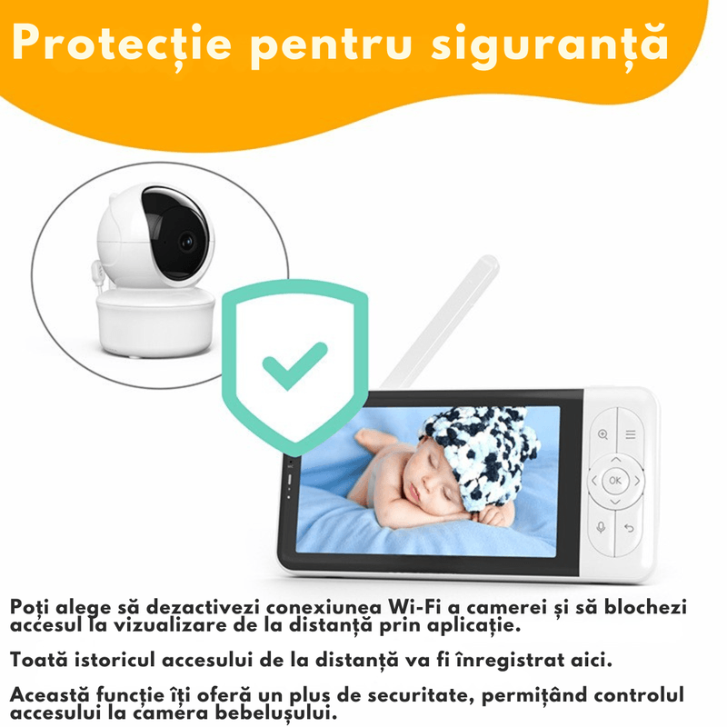 Casa si Gradina - Mobilier - Mobilier copii - Monitoare video copii - Baby Monitor WiFi 2in1 cu Aplicatie telefon, Camera Audio-Video Multi View, VisionHub®, Ecran UltraHD 1080P de 5inch - Infinity.ro