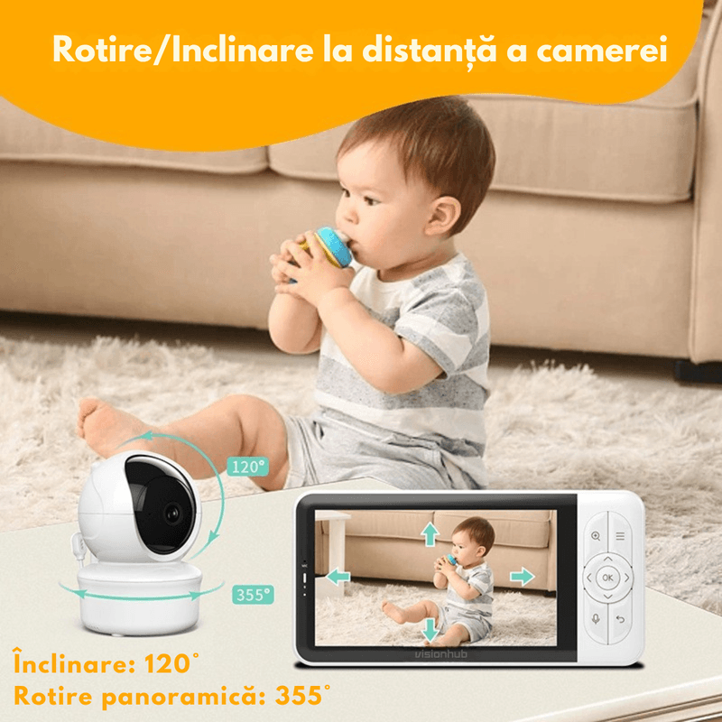 Casa si Gradina - Mobilier - Mobilier copii - Monitoare video copii - Baby Monitor WiFi 2in1 cu Aplicatie telefon, Camera Audio-Video Multi View, VisionHub®, Ecran UltraHD 1080P de 5inch - Infinity.ro