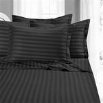 Casa si Gradina - Textile si covoare - Lenjerii de pat - Fete de perna - Set 2 fete de perna Kotonia Home Deco - Damasc Saten - 100% bumbac, 70x70 cm, dimensiune dungi 1 cm, Negru - Infinity.ro