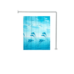 Casa si Gradina - Sanitare - Suporturi si accesorii baie - Accesorii baie - Set bara din otel, 2 bucati, pe colt 90 x 90 cm,cu perdea dus 180X180 cm, Albastru deschis cu delfin - Infinity.ro