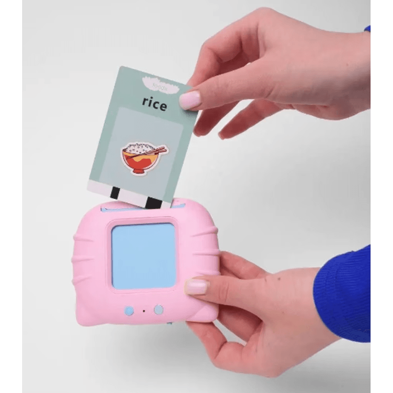 Jucarii, Copii si Bebe - Jucarii si jocuri - Jucarii & jocuri educative - Jucarii interactive - Jucarie educativa Montessori pentru copii, DDOLI, Set masina de invatare cuvinte in limba engleza cu cititor de carduri flash, 224 de cuvinte 112 carduri, incarcare MicroUSB, 2 ani+, Roz - Infinity.ro
