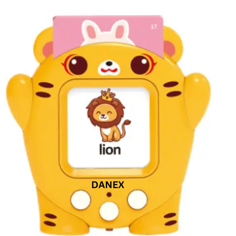 Jucarii, Copii si Bebe - Jucarii si jocuri - Jucarii bebelusi - Jucarii interactive bebelusi - Jucarie educativa Montessori, Set masina de invatare cu cititor de carduri, Danex, invata engleza, Ursulet cu 112 bucati carduri flash 224 de cuvinte, 2 ani+, Galben - Infinity.ro