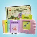 Jucarii, Copii si Bebe - Jucarii si jocuri - Jucarii & jocuri educative - Jucarii interactive - Jucarie educativa Montessori pentru copii, DDOLI, Set masina de invatare cuvinte in limba engleza cu cititor de carduri flash, 224 de cuvinte 112 carduri, incarcare MicroUSB, 2 ani+, Roz - Infinity.ro