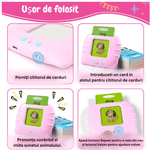 Jucarii, Copii si Bebe - Jucarii si jocuri - Jucarii bebelusi - Jucarii interactive bebelusi - Jucarie educativa Montessori, Set masina de invatare cu cititor de carduri, Danex, invata engleza, 112 bucati carduri flash 224 de cuvinte, 2 ani+, Roz - Infinity.ro