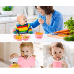 Jucarii, Copii si Bebe - Hrana si alaptare - Biberoane, suzete si accesorii hranire - Articole hranire bebelusi - Set hranire bebelusi, Danex, diversificare, silicon, BPA free, baveta, farfurie, bol cu ventuza, lingurita si furculita, cana gustari, roz - Infinity.ro