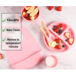 Jucarii, Copii si Bebe - Hrana si alaptare - Biberoane, suzete si accesorii hranire - Articole hranire bebelusi - Set hranire bebelusi, Danex, diversificare, silicon, BPA free, baveta, farfurie, bol cu ventuza, lingurita si furculita, cana gustari, roz - Infinity.ro