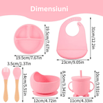 Jucarii, Copii si Bebe - Hrana si alaptare - Biberoane, suzete si accesorii hranire - Articole hranire bebelusi - Set hranire bebelusi, Danex, diversificare, silicon, BPA free, baveta, farfurie, bol cu ventuza, lingurita si furculita, cana gustari, roz - Infinity.ro