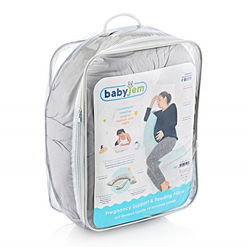 Jucarii, Copii si Bebe - Maternitate - Accesorii alaptare - Perna gravide si alaptare multifunctionala BabyJem (Culoare: Gri) - Infinity.ro