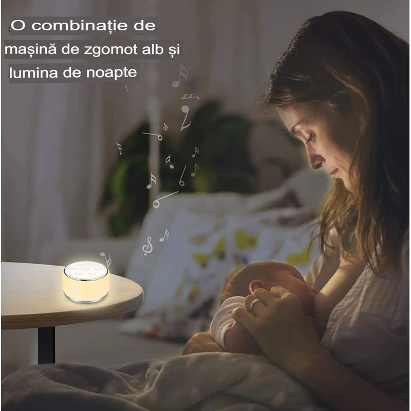 Laptop, Telefoane si Tablete - Wearables si gadgeturi - Gadgeturi - Accesorii SMART - Aparat de sunete albe, cu 34 de melodii pentru somn si relaxare, reincarcabil prin USB, oprire temporizata, pentru bebelusi, copii si adulti WI-FI, control vocal - Infinity.ro