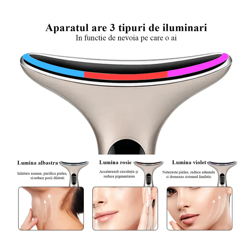 Ingrijire personala si Cosmetice - Aparate & accesorii ingrijire personala - Aparate cosmetice - Aparate intretinere si ingrijire corporala - Aparat lifting facial, Danex, Regenerare si intinerire piele, eliminare riduri, hidratare, 3 trepte de intesitate cu lumina led, pentru fata, gat, Verde - Infinity.ro