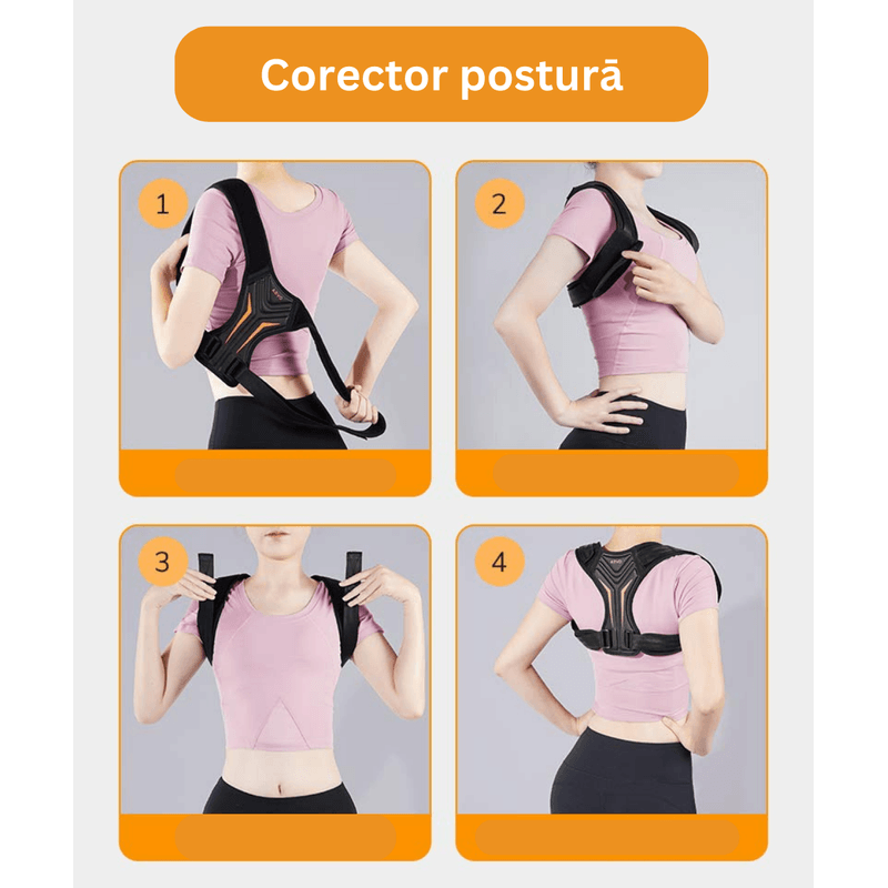 Ingrijire personala si Cosmetice - Sanatate si wellness - Aparate medicale - Suporturi ortopedice si orteze - Corector de postura, Danex, pentru indreptare coloana, umeri si clavicula, bretele ajustabile, suport pentru spate drept, unisex, material textil, Negru, L - Infinity.ro