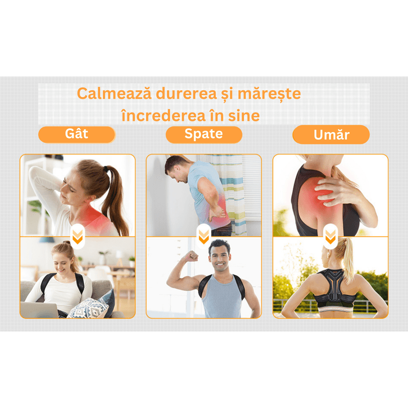 Ingrijire personala si Cosmetice - Sanatate si wellness - Aparate medicale - Suporturi ortopedice si orteze - Corector de postura, Danex, pentru indreptare coloana, umeri si clavicula, bretele ajustabile, suport pentru spate drept, unisex, material textil, Negru, L - Infinity.ro