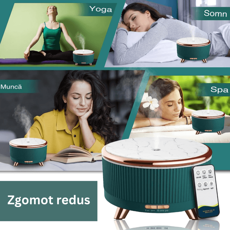 Casa si Gradina - Decoratiuni - Aromaterapie si lumanari - Difuzoare aromaterapie - Difuzor de aromaterapie si umidificator, Danex, Ultrasunete pentru casa, birou, hotel, Decor Spa, Meditatie, Uleiuri esentiale, Led, Rezervor 500ml, Verde - Infinity.ro