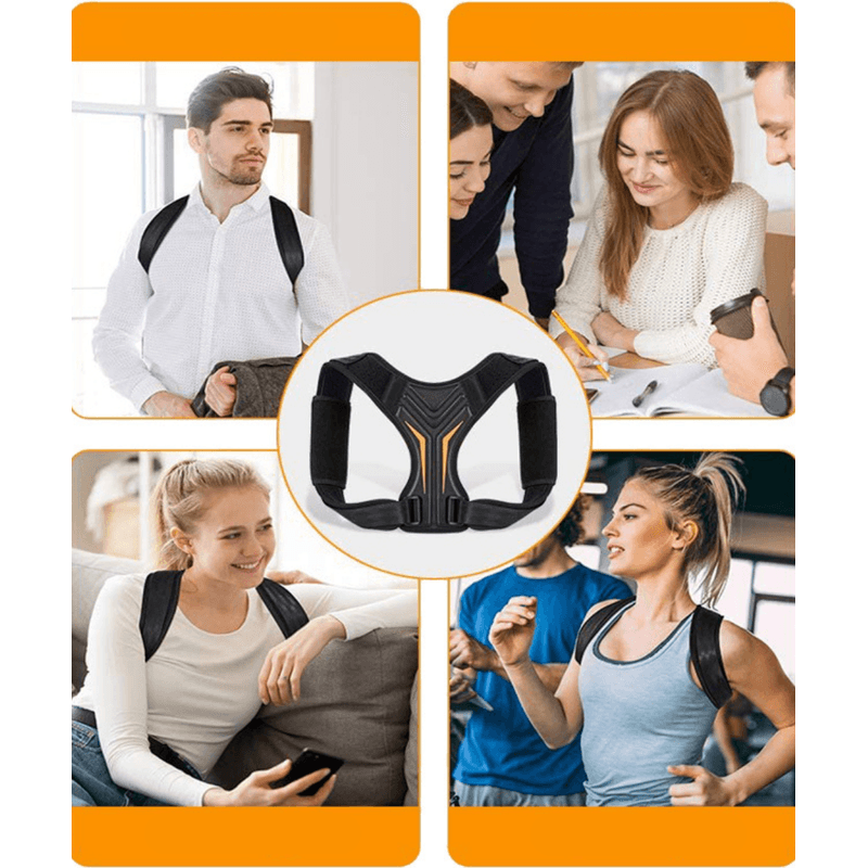 Ingrijire personala si Cosmetice - Sanatate si wellness - Aparate medicale - Suporturi ortopedice si orteze - Corector de postura, Danex, pentru indreptare coloana, umeri si clavicula, bretele ajustabile, suport pentru spate drept, unisex, material textil, Negru, M - Infinity.ro