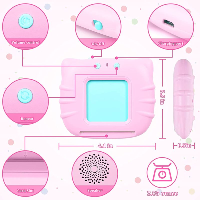 Jucarii, Copii si Bebe - Jucarii si jocuri - Jucarii & jocuri educative - Jocuri si jucarii educative - Set masina de invatare a cititor de carduri, jucarie educativa pentru copii, MorFansi, 112 bucati carduri flash 224 de cuvinte, STEM, 2 ani+, Roz - Infinity.ro