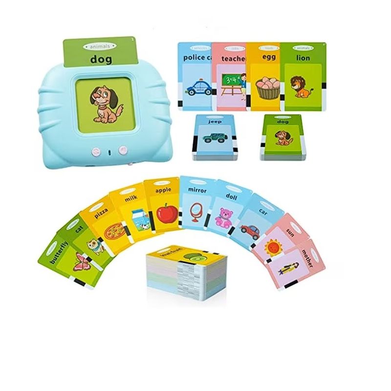 Jucarii, Copii si Bebe - Jucarii si jocuri - Jucarii & jocuri educative - Jocuri si jucarii educative - Jucarie educativa Montessori pentru copii, DDOLI, set jucarie de invatare cuvinte in limba engleza cu cititor de carduri flash, 224 de cuvinte 112 carduri, incarcare MicroUSB, 2 ani+, Albastru - Infinity.ro