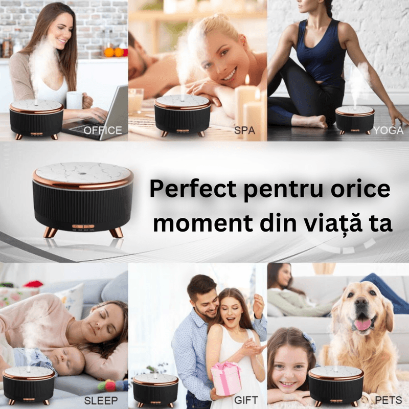Casa si Gradina - Decoratiuni - Aromaterapie si lumanari - Difuzoare aromaterapie - Difuzor de aromaterapie si umidificator, Danex, cu ultrasunete pentru casa, birou, hotel, Decor Spa, Meditatie, Uleiuri esentiale, Led, Rezervor 500ml, Negru - Infinity.ro