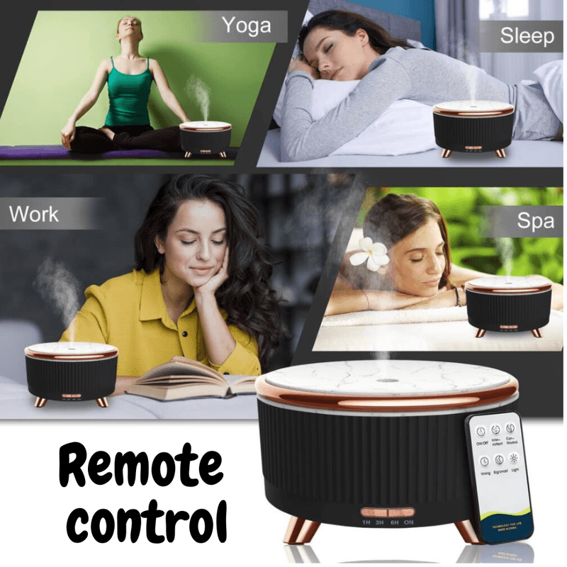 Casa si Gradina - Decoratiuni - Aromaterapie si lumanari - Difuzoare aromaterapie - Difuzor de aromaterapie si umidificator, Danex, cu ultrasunete pentru casa, birou, hotel, Decor Spa, Meditatie, Uleiuri esentiale, Led, Rezervor 500ml, Negru - Infinity.ro