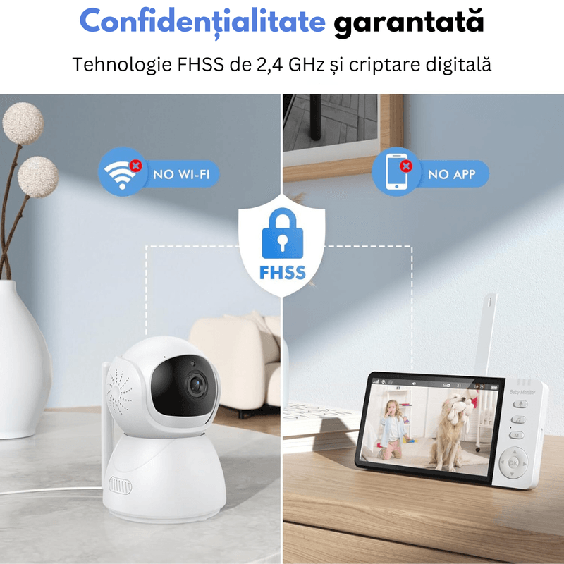 Casa si Gradina - Mobilier - Mobilier copii - Monitoare video copii - Baby Monitor WiFi 2in1 cu Camera Audio-Video Multi View, UltraHD/5” Night Vision, Rotire 355°/90°, Zoom 4X, Notificari - Infinity.ro