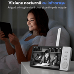 Casa si Gradina - Mobilier - Mobilier copii - Monitoare video copii - Baby Monitor WiFi 2in1 cu Camera Audio-Video Multi View, UltraHD/5” Night Vision, Rotire 355°/90°, Zoom 4X, Notificari - Infinity.ro