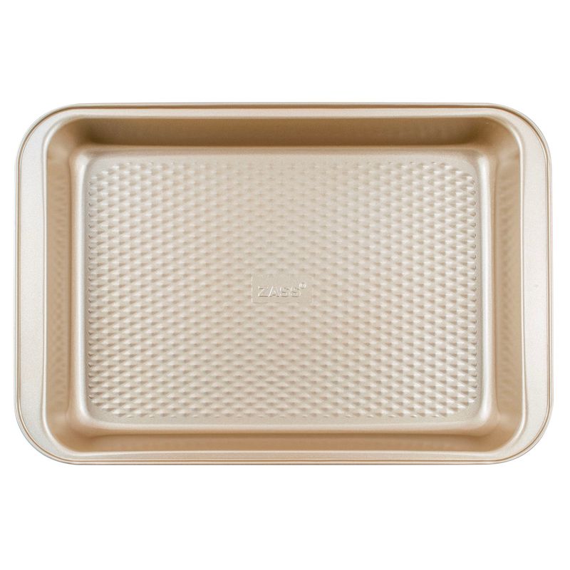 Casa si Gradina - Bucatarie si vesela - Vase pentru gatit - Tavi copt - Tava copt dreptunghiulara ZASS Gourmet, ZG-BW 04, 37x25.5x5cm, Otel, antiaderenta, cuptor cu gaz/electric, Bronz - Infinity.ro