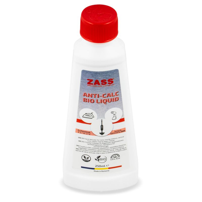 Electronice si Electrocasnice - Electrocasnice bucatarie - Preparare bauturi - Accesorii si consumabile aparate preparare bauturi - Decalcifiant lichid BIO pentru fiare de calcat, statii, mopuri, aparate calcare verticala ZASS ZDL 02  -250 ML - Infinity.ro