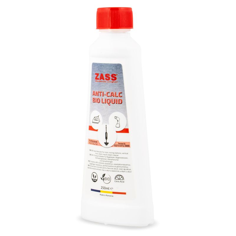 Electronice si Electrocasnice - Electrocasnice bucatarie - Preparare bauturi - Accesorii si consumabile aparate preparare bauturi - Decalcifiant lichid BIO pentru fiare de calcat, statii, mopuri, aparate calcare verticala ZASS ZDL 02  -250 ML - Infinity.ro