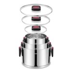 Casa si Gradina - Bucatarie si vesela - Vase pentru gatit - Oale si cratite - Set 3 oale stivuibile, Zass Gourmet ZG-SCS 04, 16x9.5 cm/1.9 L, 20x11.5 cm/3.6 L, 24x13.5 cm/6.1 L, Otel - Infinity.ro