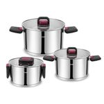 Casa si Gradina - Bucatarie si vesela - Vase pentru gatit - Oale si cratite - Set 3 oale stivuibile, Zass Gourmet ZG-SCS 04, 16x9.5 cm/1.9 L, 20x11.5 cm/3.6 L, 24x13.5 cm/6.1 L, Otel - Infinity.ro