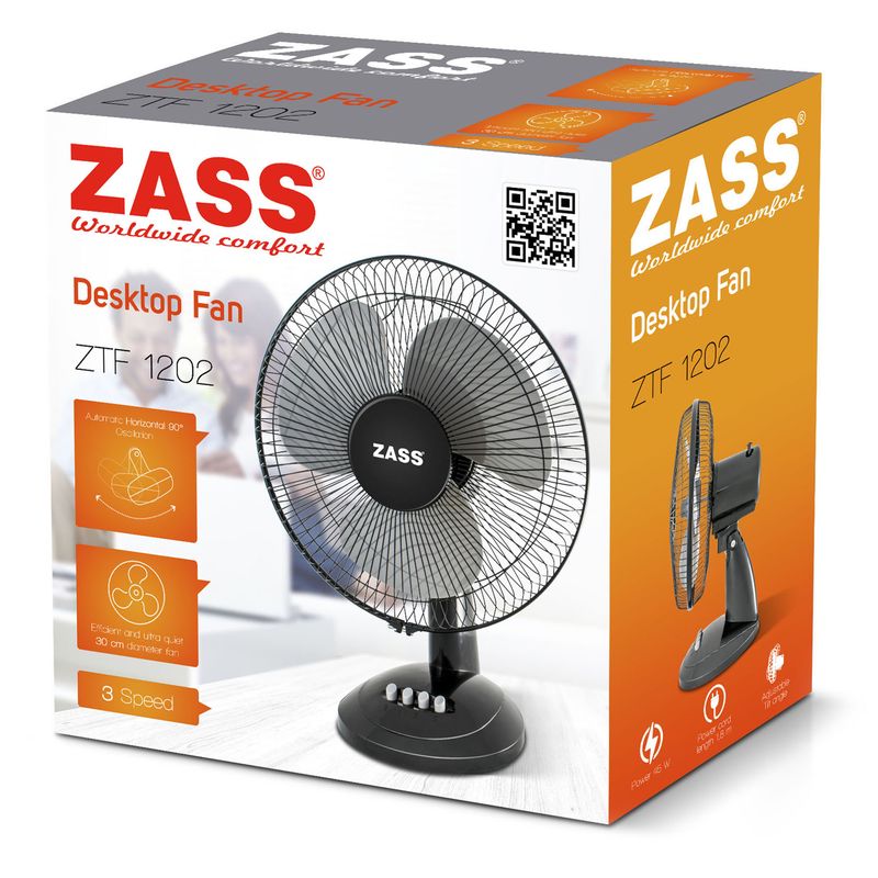 Electronice si Electrocasnice - Climatizare si sisteme de incalzire - Aparate racire aer - Ventilatoare - Ventilator de birou Zass ZTF 1202 - Infinity.ro