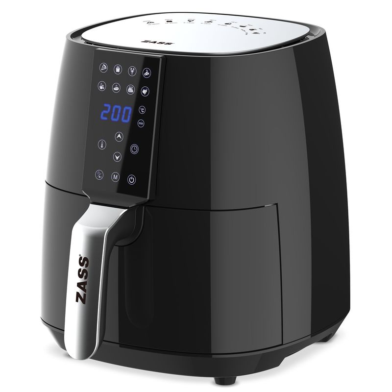 Electronice si Electrocasnice - Electrocasnice bucatarie - Aparate de gatit & desert - Friteuze - Friteuza cu aer cald Zass ZAF 03, Putere 1450 W, Capacitate 3.8 l, Negru - Infinity.ro