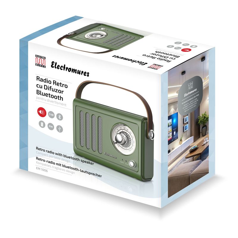 TV, Audio-Video si Foto - Portabile audio - Radio - Radio retro cu difuzor Bluetooth Electromures EM 1006 - Infinity.ro