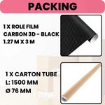 Auto si Moto - Piese auto si accesorii - Caroserie - Ornamente exterior auto - Folie Colantare Auto sau Moto, Model Fibra Cardon 3D, Impermeabila, Rezistenta UV, Latime 1.27 m, Lungime 3 m, Negru - Infinity.ro