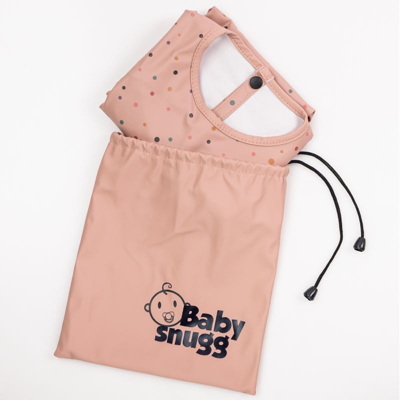 Jucarii, Copii si Bebe - Hrana si alaptare - Biberoane, suzete si accesorii hranire - Articole hranire bebelusi - Baveta impermeabila cu maneci lungi BabySnugg, 6-36 luni, Pink Dots - Infinity.ro