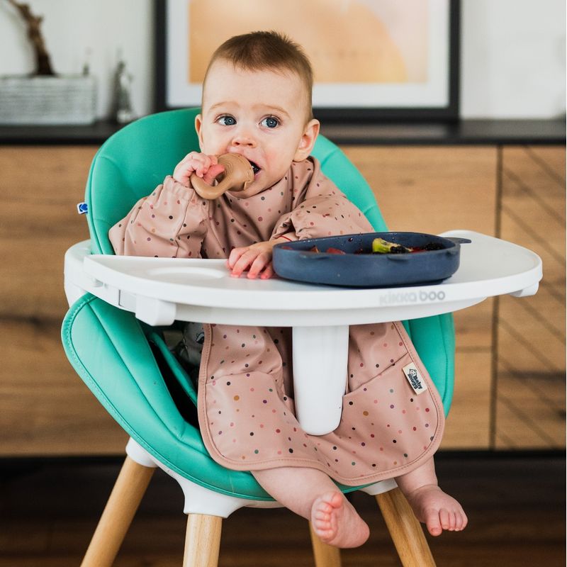 Jucarii, Copii si Bebe - Hrana si alaptare - Biberoane, suzete si accesorii hranire - Articole hranire bebelusi - Baveta impermeabila cu maneci lungi BabySnugg, 6-36 luni, Pink Dots - Infinity.ro