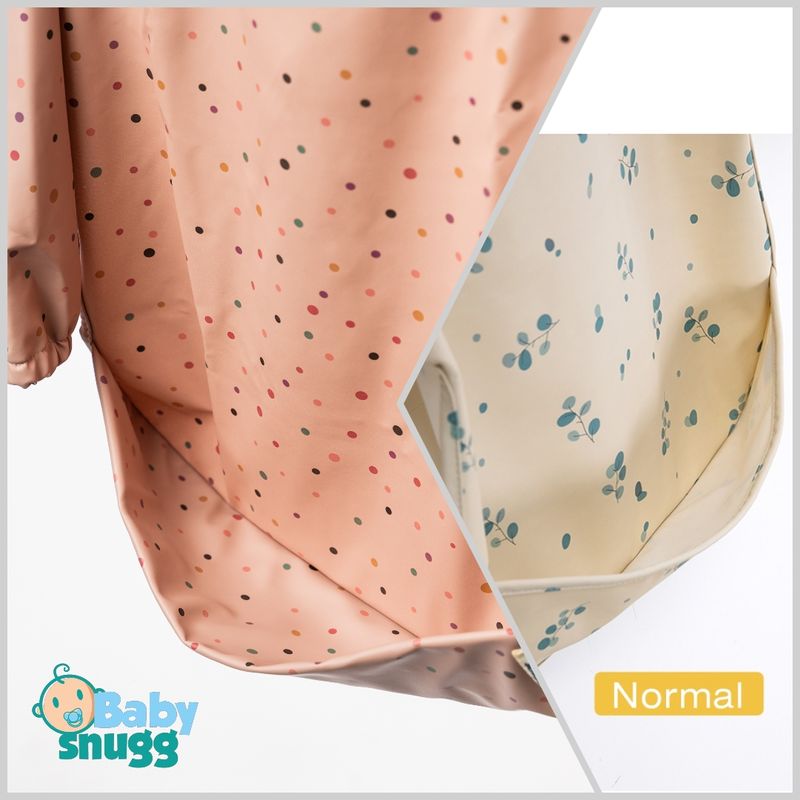 Jucarii, Copii si Bebe - Hrana si alaptare - Biberoane, suzete si accesorii hranire - Articole hranire bebelusi - Baveta impermeabila cu maneci lungi BabySnugg, 6-36 luni, Pink Dots - Infinity.ro